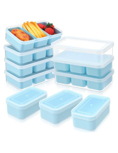 Honeydak 6 Cajas de Snack Apilables con Compartimentos Azul