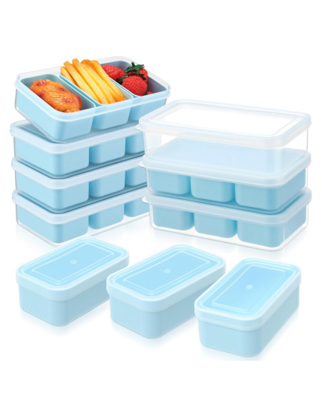 Honeydak 6 Cajas de Snack Apilables con Compartimentos Azul