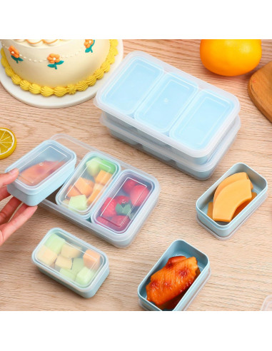 Honeydak 6 Cajas de Snack Apilables con Compartimentos Azul