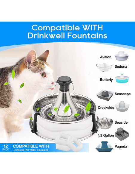 Filtros de Espuma para Fuente de Agua para Mascotas MyfatBOSS 8PCS