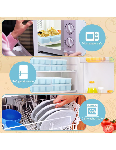 Honeydak 6 Cajas de Snack Apilables con Compartimentos Azul