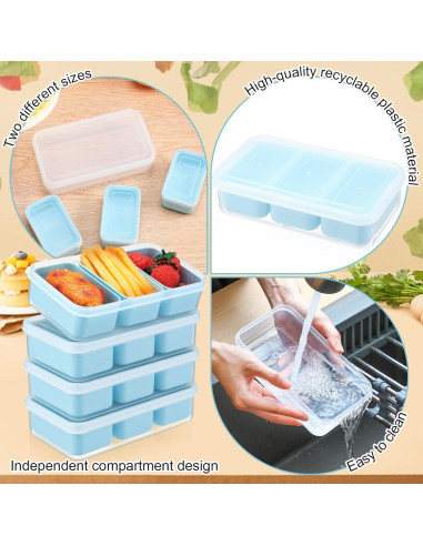 Honeydak 6 Cajas de Snack Apilables con Compartimentos Azul