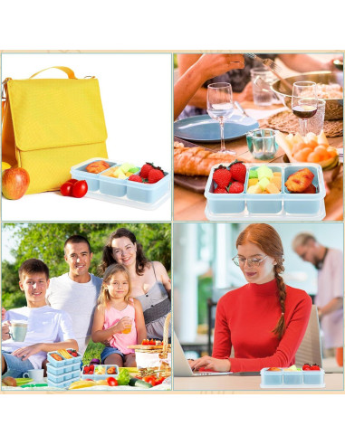 Honeydak 6 Cajas de Snack Apilables con Compartimentos Azul