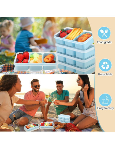 Honeydak 6 Cajas de Snack Apilables con Compartimentos Azul