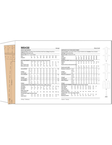 Patrón de Costura McCall's M8438 para Abrigos y Chalecos Dama 4-12