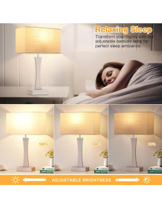 Juego de 2 Lámparas de Mesa Táctiles Seealle con USB C+A 2