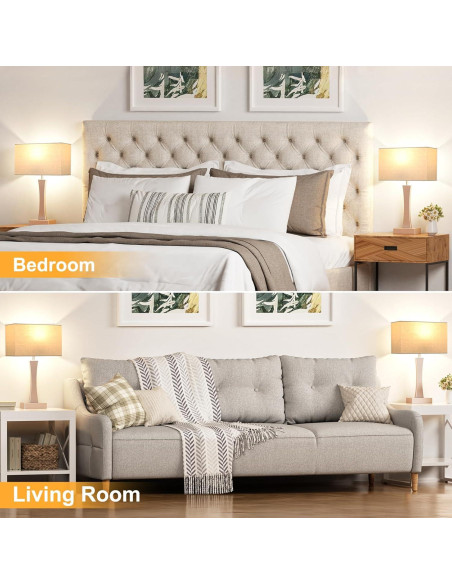 Juego de 2 Lámparas de Mesa Táctiles Seealle con USB C+A