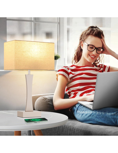 Juego de 2 Lámparas de Mesa Táctiles Seealle con USB C+A