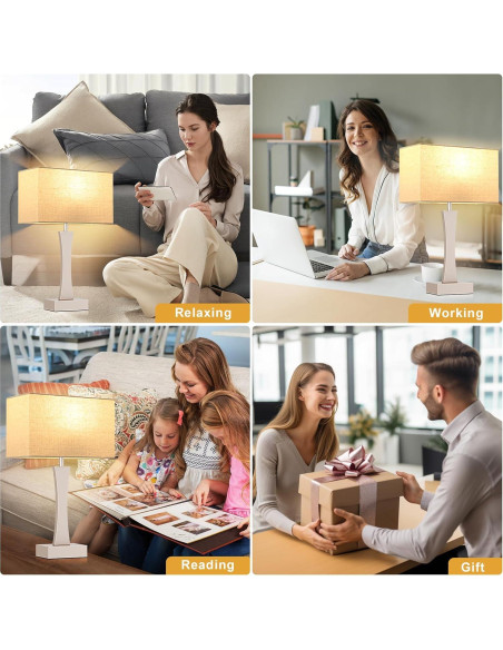 Juego de 2 Lámparas de Mesa Táctiles Seealle con USB C+A