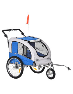 Remolque para Bicicleta de Mascotas Aosom Azul 2-en-1