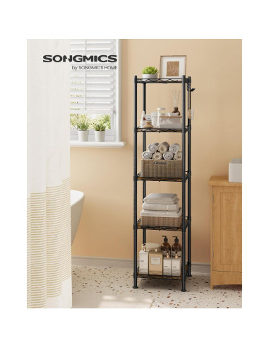 Estante de Baño SONGMICS 5 Niveles Ajustable Negro Rústico