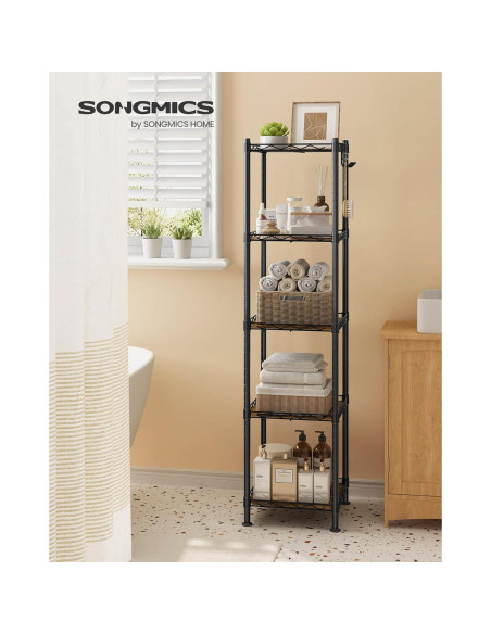 Estante de Baño SONGMICS 5 Niveles Ajustable Negro Rústico