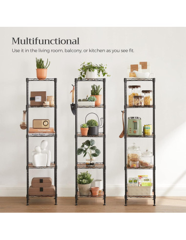 Estante de Baño SONGMICS 5 Niveles Ajustable Negro Rústico