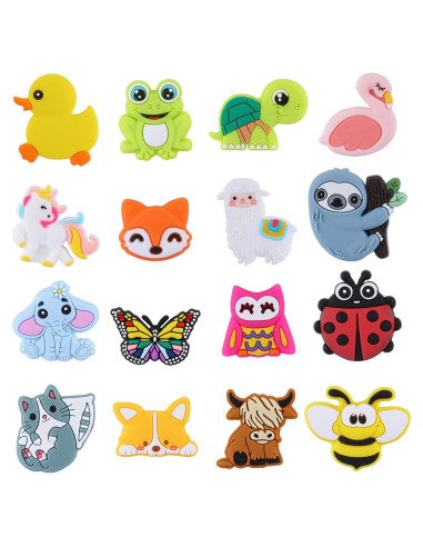 16 Perlas de Silicona HUAAPLEGO Animales para Joyería