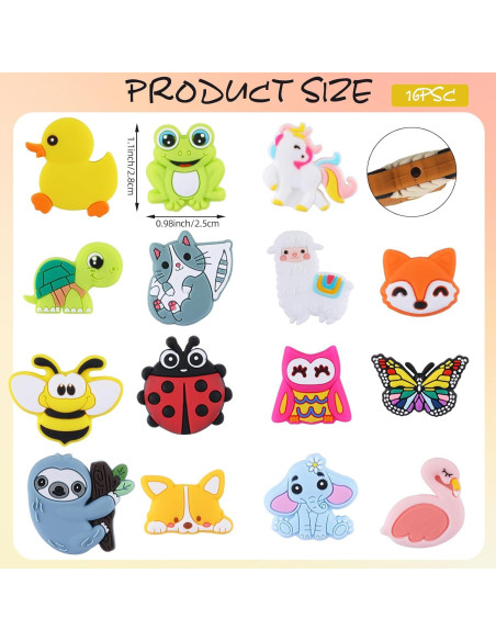 16 Perlas de Silicona HUAAPLEGO Animales para Joyería