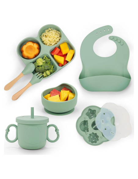 Juego de Alimentación Guiada para Bebés MIICASA 7 Piezas Silicona