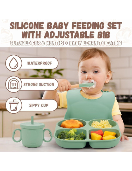 Juego de Alimentación Guiada para Bebés MIICASA 7 Piezas Silicona