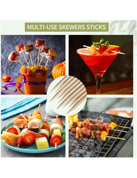 200 Palitos de Bambú UrbanAbode 30cm para Asar y Cócteles