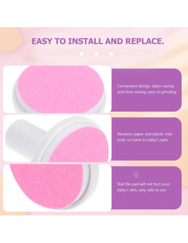 12 Almohadillas de Reemplazo para Cortador de Uñas Minkissy Rosa