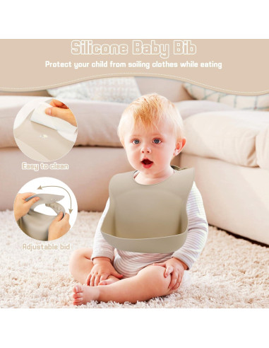 Juego de Alimentación Guiada para Bebés MIICASA - Silicona Beige