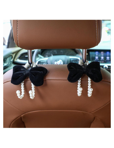 Ganchos para Bolsos de Auto Geelin 2 Pcs Lazo Perla Negro