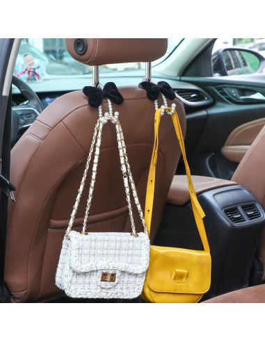 Ganchos para Bolsos de Auto Geelin 2 Pcs Lazo Perla Negro