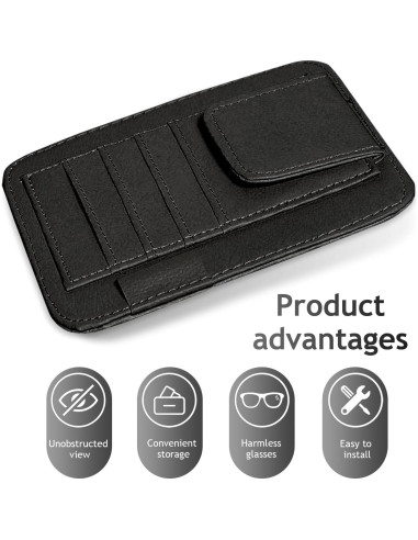 Organizador de Visera de Coche Arwrilt Negro Multifuncional