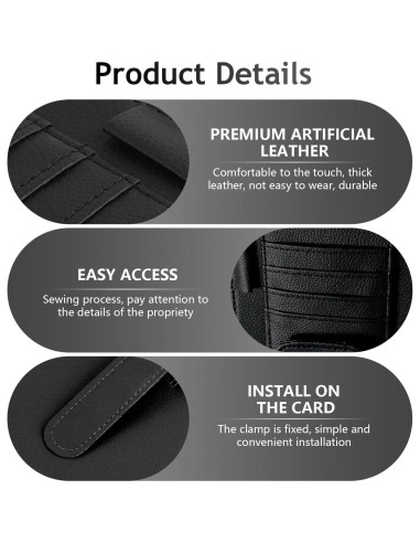 Organizador de Visera de Coche Arwrilt Negro Multifuncional