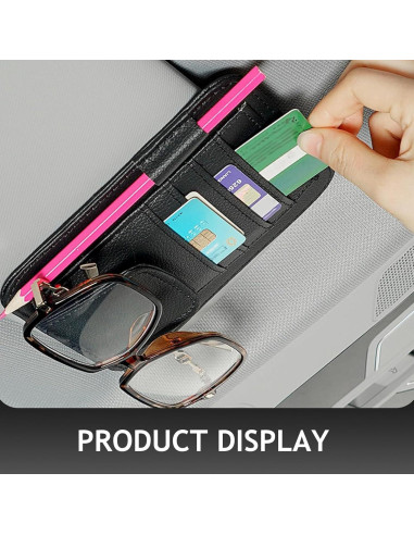 Organizador de Visera de Coche Arwrilt Negro Multifuncional