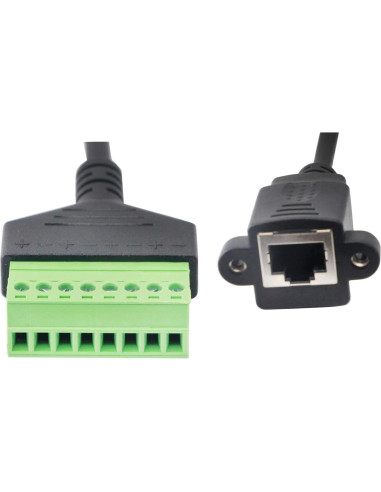 Adaptador RJ45 Hembra a Terminal de Tornillo 8 Pines Cat5/6/7