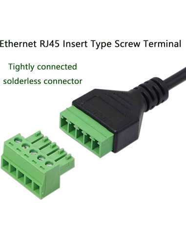 Adaptador RJ45 Hembra a Terminal de Tornillo 8 Pines Cat5/6/7