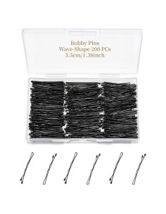 200 Horquillas en Forma de Onda QIUTIMIY 3.51 cm Negros