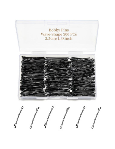 200 Horquillas en Forma de Onda QIUTIMIY 3.51 cm Negros