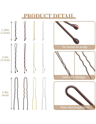 200 Horquillas en Forma de Onda QIUTIMIY 3.51 cm Negros