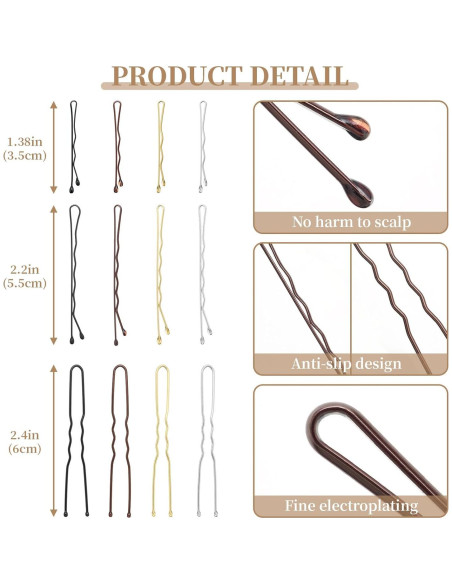 200 Horquillas en Forma de Onda QIUTIMIY 3.51 cm Negros