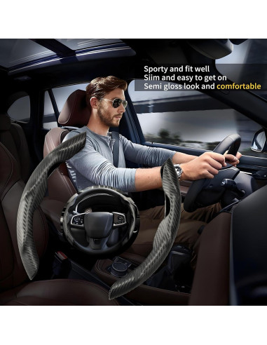 Cubierta de Volante de Carbono AIUSLN 2 Piezas Antideslizante