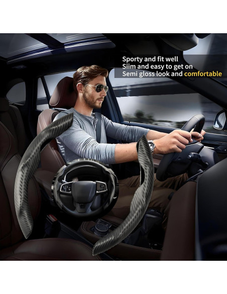 Cubierta de Volante de Carbono AIUSLN 2 Piezas Antideslizante