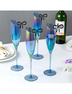 20 Marcadores de Vino HJZHII, Etiquetas Reutilizables Lazo Rosa 2