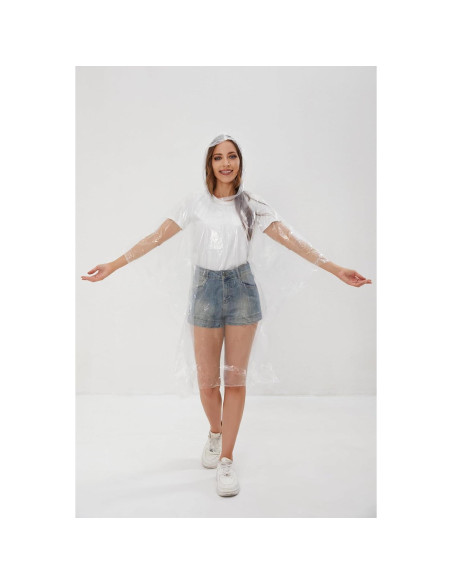 4 Ponchos de Lluvia Desechables Transparentes Impermeables