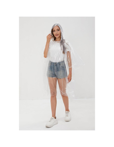 4 Ponchos de Lluvia Desechables Transparentes Impermeables
