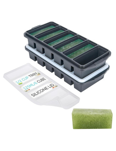 Bandeja de congelador de silicona Xomoo con tapa - 2 piezas 1/2 taza