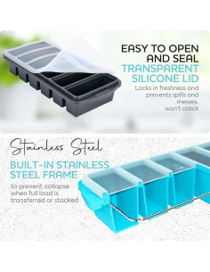 Bandeja de congelador de silicona Xomoo con tapa - 2 piezas 1/2 taza 2