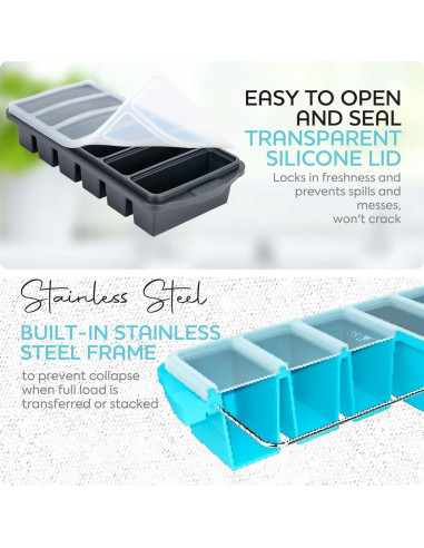 Bandeja de congelador de silicona Xomoo con tapa - 2 piezas 1/2 taza