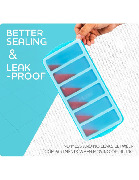 Bandeja de congelador de silicona Xomoo con tapa - 2 piezas 1/2 taza