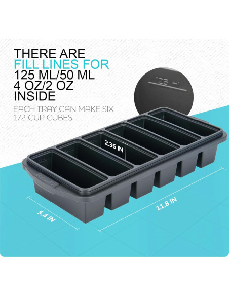 Bandeja de congelador de silicona Xomoo con tapa - 2 piezas 1/2 taza