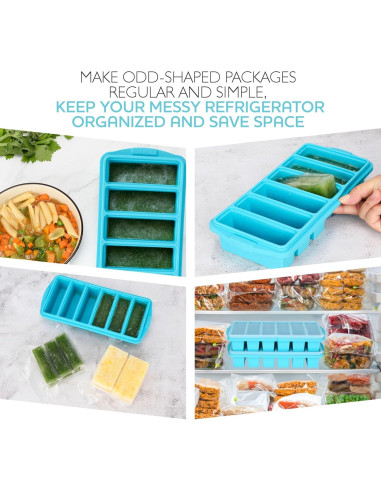 Bandeja de congelador de silicona Xomoo con tapa - 2 piezas 1/2 taza