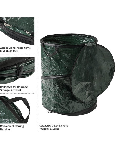 Set de 2 Botes de Basura Plegables Wakeman 111.2L Verde