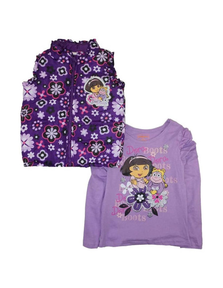 Chaleco Puffer y Camiseta Dora La Exploradora Niña 12 Meses