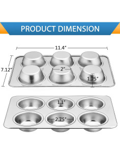 Juego de Moldes para Muffin E-far de Acero Inoxidable 6 Tazas 2