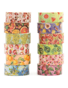 12 Rollos de Cinta Washi Songdao Fiesta de Frutas 2m x 15mm